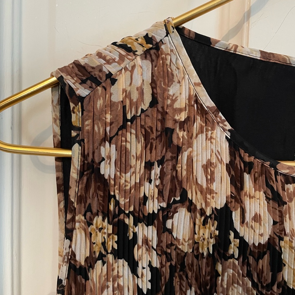 NWT Abercrombie & Fitch Brown Floral Pleated Mini Dress Small 159-591 No Belt - Picture 6 of 13